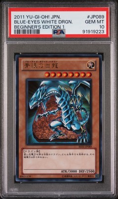 2011 YU-GI-OH! JPN BEGINNER'S ED 1 #JP089 BLUE-EYES WHITE DRAGON PSA 10-image