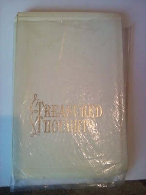 Treasured Thoughts White Leather Bound Stories Poems 1968 Thomas C Jones-image