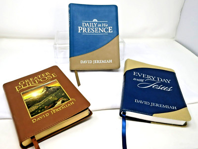 David Jeremiah Set of 3 Devotional Books Purpose, Everyday, Presence Leather EUC-image