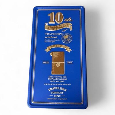Traveler's Notebook Mini Notebook 10th Anniversary Blue Can Set Camel from Japan-image