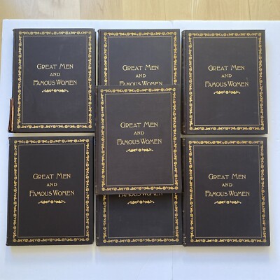 Great Men, Famous Women-1894 Selmar Hess 1st Ed. 8 Vol. Set-Leather-Engravings. -image