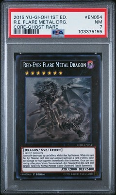 2015 Yu-Gi-Oh! Red-Eyes Flare Metal Dragon CORE 1st Edition Ghost Rare PSA 7-image