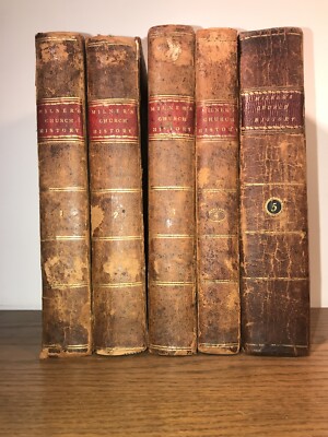 LEATHER Set; HISTORY OF THE CHURCH! Milner 1809 FIRST AM EDITION Complete Bible-image