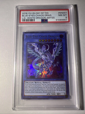Psa 8 Blue-Eyes Chaos Dragon LED3-EN001 Legendary Duelists 1st Edition Low Pop-image