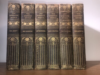 Old Leather bound Set Rustic Antiquarian The WAVERLY NOVELS Sir Walter Scott Set-image