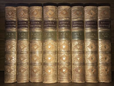LEATHER Set;LODGE’S PORTRAITS! Original Gilded Victorian Bindings Complete Plate-image
