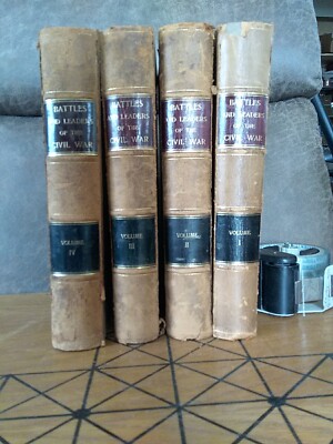 antique book set 1887 Leather Bound Battles and Leaders Of The Civil War 1ST-image