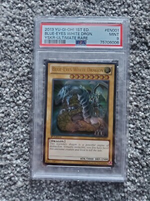Yugioh Card PSA 9 Mint Blue-Eyes White Dragon Ultimate Rare 2013 YSKR-EN001-image