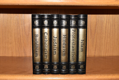 Easton Press 6V SET BUDDHISM ISLAM HINDU PROTESTANT JUDAISM CATHOLICISM LEATHER!-image