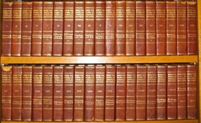 LEATHER Set; The Works Of CHARLES DICKENS! Andrew Lang Edition Complete 38/chips-image