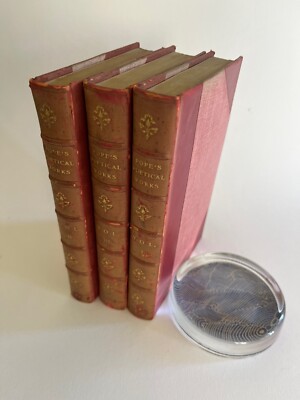 POETICAL WORKS OF ALEXANDER POPE London: Pickering 3 VOLUME set 1843-44 leather-image