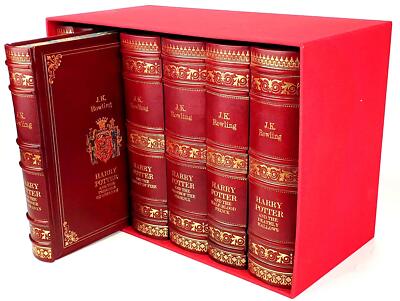 ROWLING- HARRY POTTER 7 book boxed, complete set, leather rebound-image
