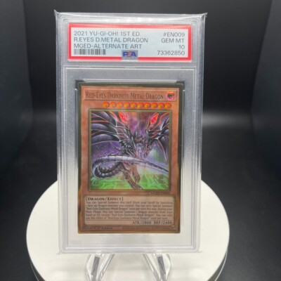 2021 Yu-Gi-Oh 1st Edition Red-Eyes Dark. Metal Dragon Alt Art #MGED-EN009 PSA 10-image