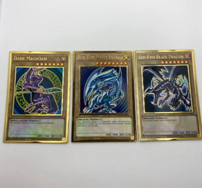 Yugioh 1st Edition Max Gold Blue Eyes White Dragon + Dark Magician + Red Eyes🔥-image