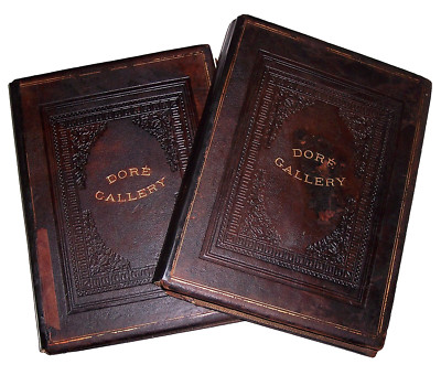 1870 C. Gustave Dore Gallery Book Set W/250 Illustrated Engravings Each RARE WOW-image
