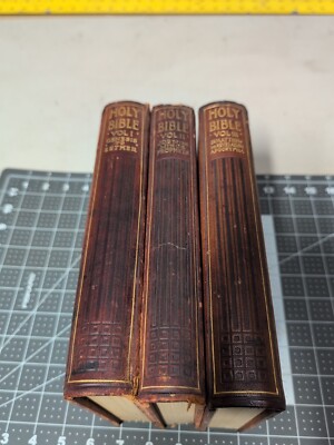 Antique Bible 3 Volume Set Printed In London 1911-image