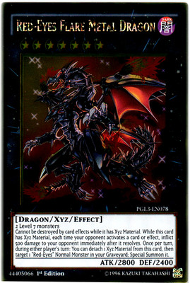 Heavy Play x 1 Red-Eyes Flare Metal Dragon - PGL3-EN078 - Gold Rare - 1st Editio-image