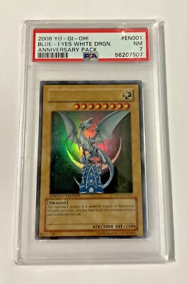 Yu-Gi-Oh! PSA 7 Blue-Eyes White Dragon YAP1-EN001 LE Ultra 2008 Anniversary Pack-image
