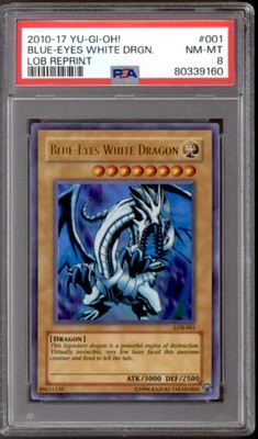 Yu-Gi-Oh Legend of Blue Eyes Reprint Blue-Eyes White Dragon LOB-001 PSA 8-image