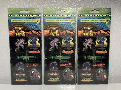 Vintage 1998 Godzilla Collectable Sticker Set Lot Of 3 All The Same Made In USA-image