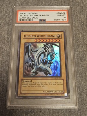 2008 YuGiOh Dark Legends DLG1-#EN002 Blue-Eyes White Dragon PSA 8-image