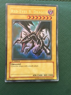2004 Yu-Gi-Oh! Starter Deck Joey 1st Edition Red-Eyes B Dragon #SDJ-001 READ-image