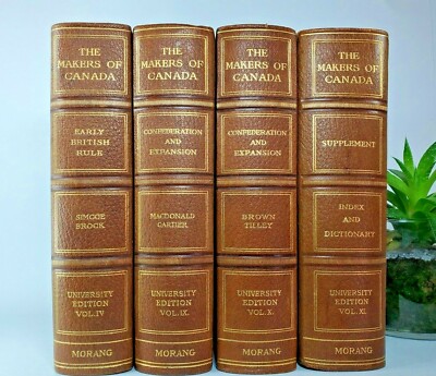 History of Canada University Ed 1912 Brown Leather Rare 4 Volume Set- Morang-image