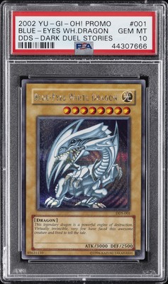 2002 YU-GI-OH! PROMO DDS-DARK DUEL STORIES #001 BLUE-EYES WHITE DRAGON PSA 10-image