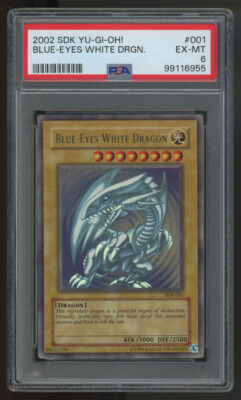 2002 Yugioh Blue-Eyes White Dragon Full Holo Bleed SDK #001 PSA 6-image