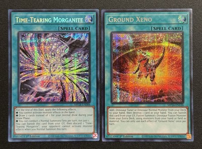 2024 YUGIOH MP24 1ST ED SECRET RARE TIME TEARING MORGANITE & GROUND XENO NM SET-image