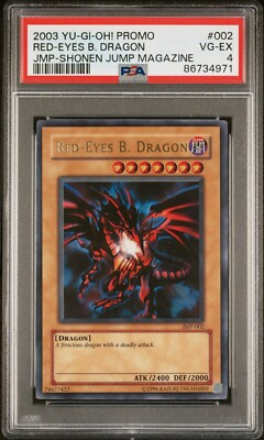 Red Eyes Black Dragon JMP-002  Yugioh NM Never Played Shonen Jump promo PSA 4-image