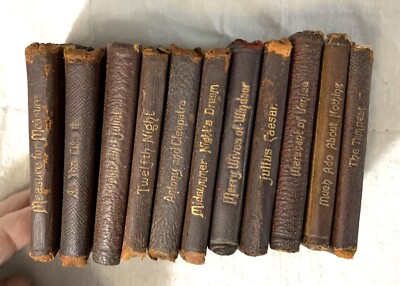 William Shakespeare 11 Miniature Gold Gilt Leather Bound Books Knickerbocker Co-image