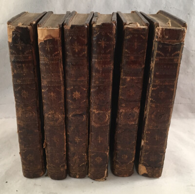 ANTIQUE LEATHER MINIATURE BOOK SET CONTES MORAUX BY M. MARMONTEL 1795-image