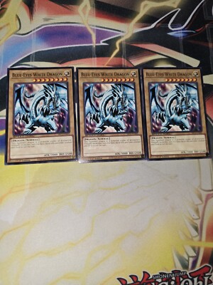 Yugioh 3x Blue-Eyes White Dragon LOB Art SBC2 Speed Duel Common Playset!-image