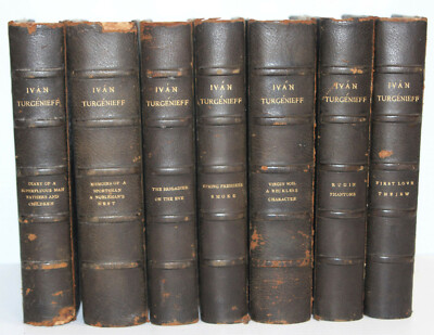 Works of Ivan Turgenieff - 7 Vol Leather Gilt Set Scribners Sons 1903 1st Ed -image