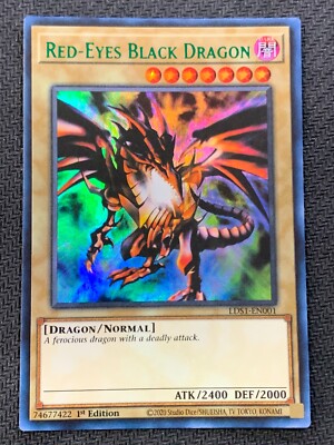 Yugioh Red-Eyes Black Dragon Green Ultra Rare  LDS1-EN001 1st Ed-image
