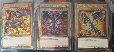 3x Red-Eyes Black Dragon Platinum Secret Rare YUGIOH NM Playset 3 Arts-image