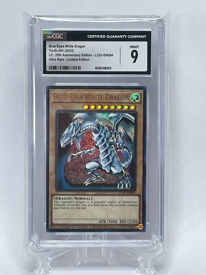 2023 Blue Eyes White Dragon Limit Edit Ultra Rare 25th Anniv LC01-EN004 CGC 9-image