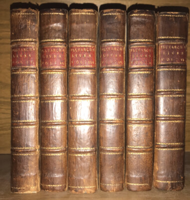 LEATHER Set; PLUTARCH’S WORKS! Complete FIRST EDITION 1770! Langhorne Ancient-image