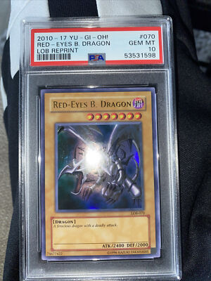 Yugioh Red Eyes Black Dragon Psa 10 LOB Reprint-image
