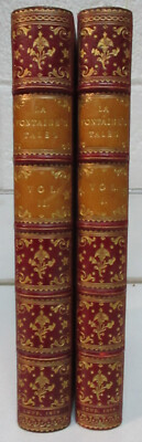 1814 2 Vol Set; La Fontaine's Tales, Fables; Fine Bindings, Gilt Leather-image