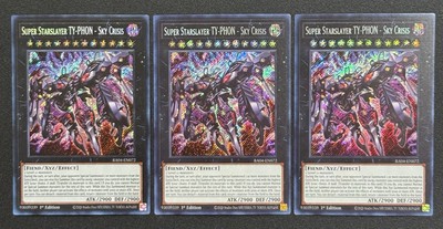 2025 YUGIOH RA04 SECRET RARE SUPER STARSLAYER TY PHON SKY CRISIS X3 NM SET-image