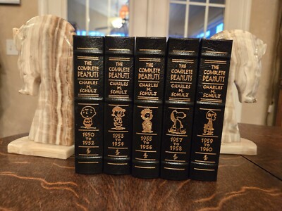 The Complete Peanuts 5 Book Set (1950-1060) Leather Bound 1st Edition -image