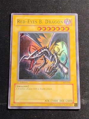 Red-Eyes Black Dragon SDJ-001 1st Edition  Ultra Rare Yu-Gi-Oh Card Played MP-image