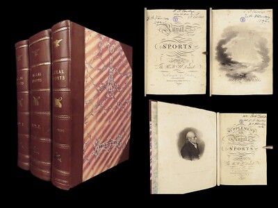 1801 HUNTING & FISHING 1ed Rural Sports Illustrated Horses DOGS Falconry 3v SET-image