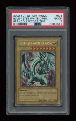 YUGIOH Collector's Tins BLUE-EYES WHITE DRAGON BPT-003 Secret Rare PSA 2 GOOD-image
