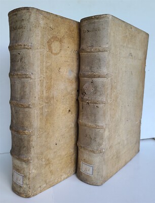 1753 - 1756 2 VOLUMES PIGSKIN BOUND FOLIOS w/ CLASPS antique SERMONS by SEEAUER-image