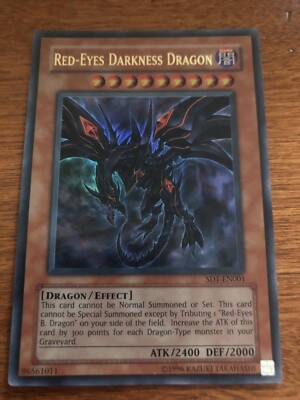 Yugioh - 2 Red Eyes Darkness Dragon SD1-EN001 2 Ultra Rare And 1 Is 1st Ed-image