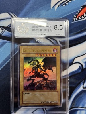 YuGiOh 2008 Red-Eyes Black Dragon YAP1-EN002 PGS 8.5 Anniversary Pack Ultra Rare-image