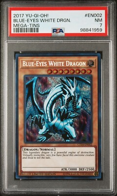 2017 YU-GI-OH! MEGA-TINS EN002 BLUE-EYES WHITE DRAGON PSA 7-image